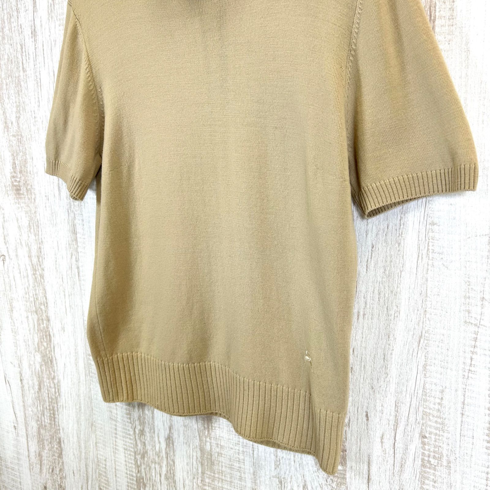 美品✨BURBERRY LONDON ジップアップニット ホースロゴ ベージュ BURBERRY LONDON バーバリーロンドン ホースロゴ刺繡 タートルネック
