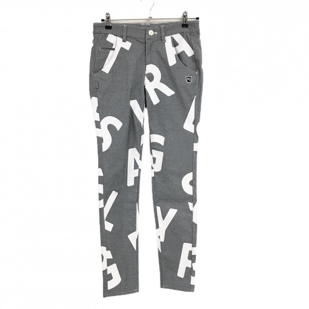 美品】パーリーゲイツ パンツ 白×ネイビー 英字総柄 ストレッチ