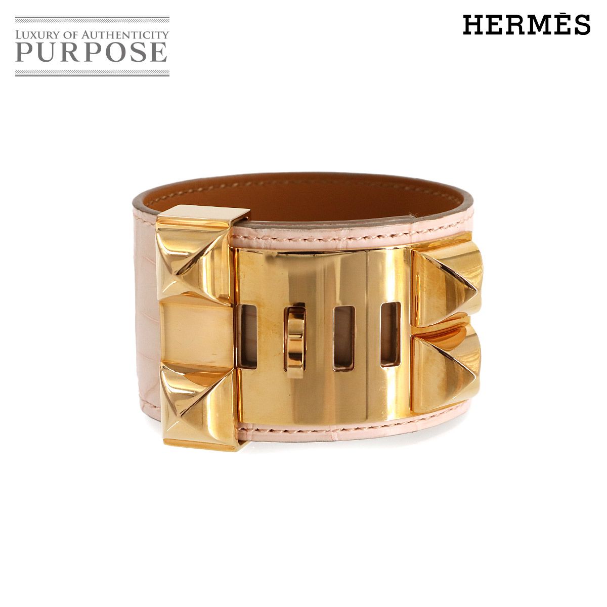 エルメス （ＨＥＲＭＥＳ） コリエ・ド・シアンクロコダイル アリゲーターマット 新品同様 エルメス HERMES クロコダイル アリゲーターマット