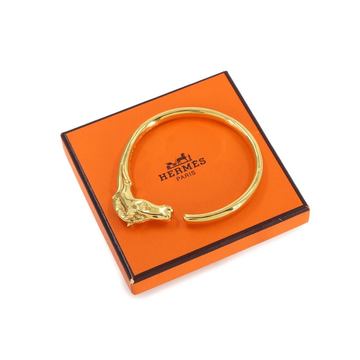 美品 エルメス HERMES シュバルホース バングル ゴールド アクセサリー