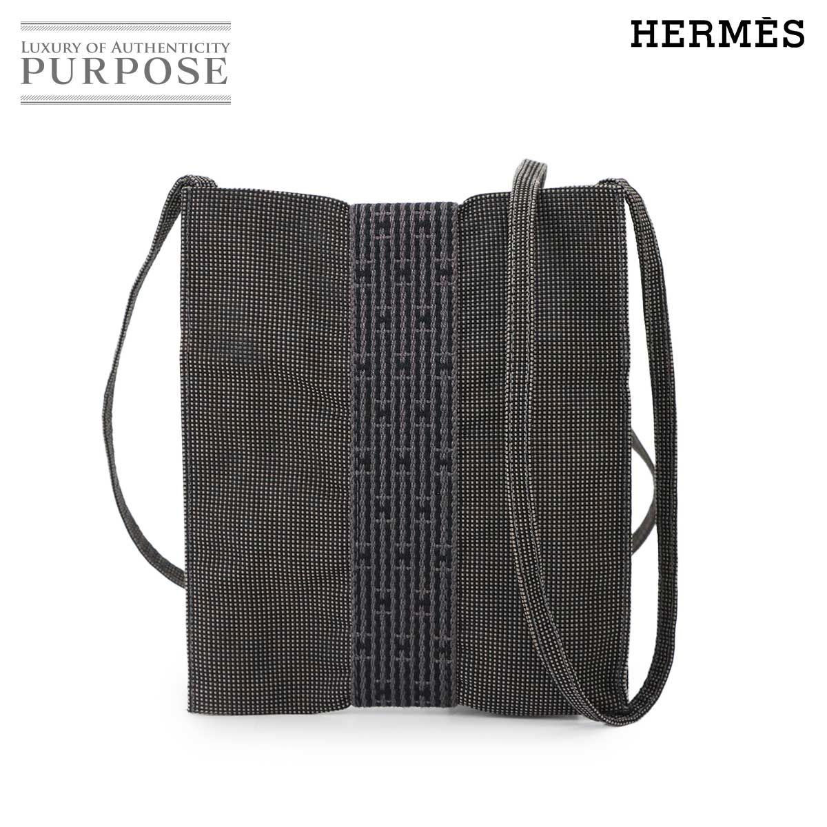 美品 エルメス HERMES エールライン ポシェット ショルダー バッグ キャンバス グレー Herline Pochette 90311203 HERMES（エルメス） ショルダーバッグ エールライン ポシェット