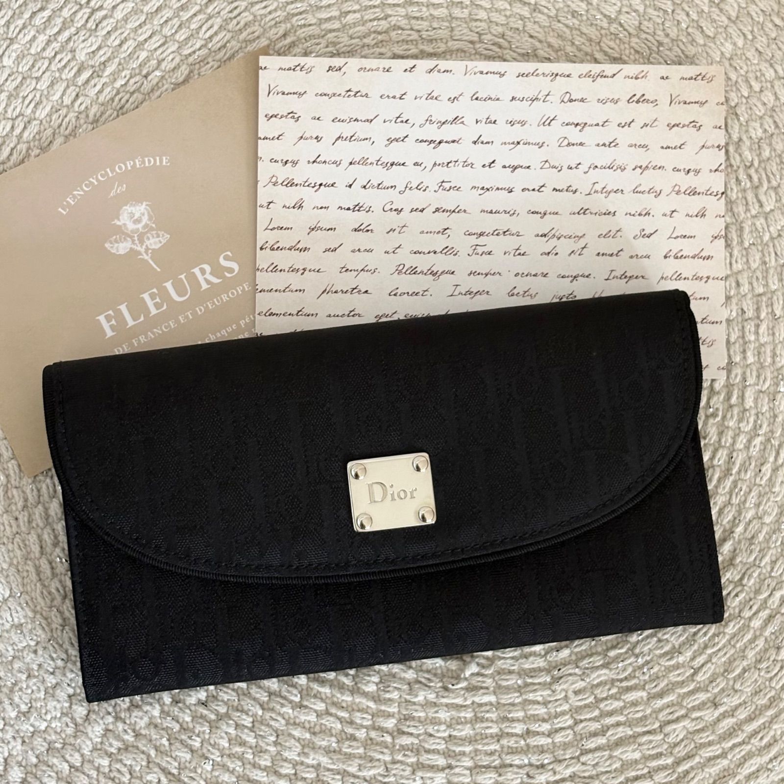 極美品】クリスチャンディオール 長財布 トロッター キャンバス レザー 
