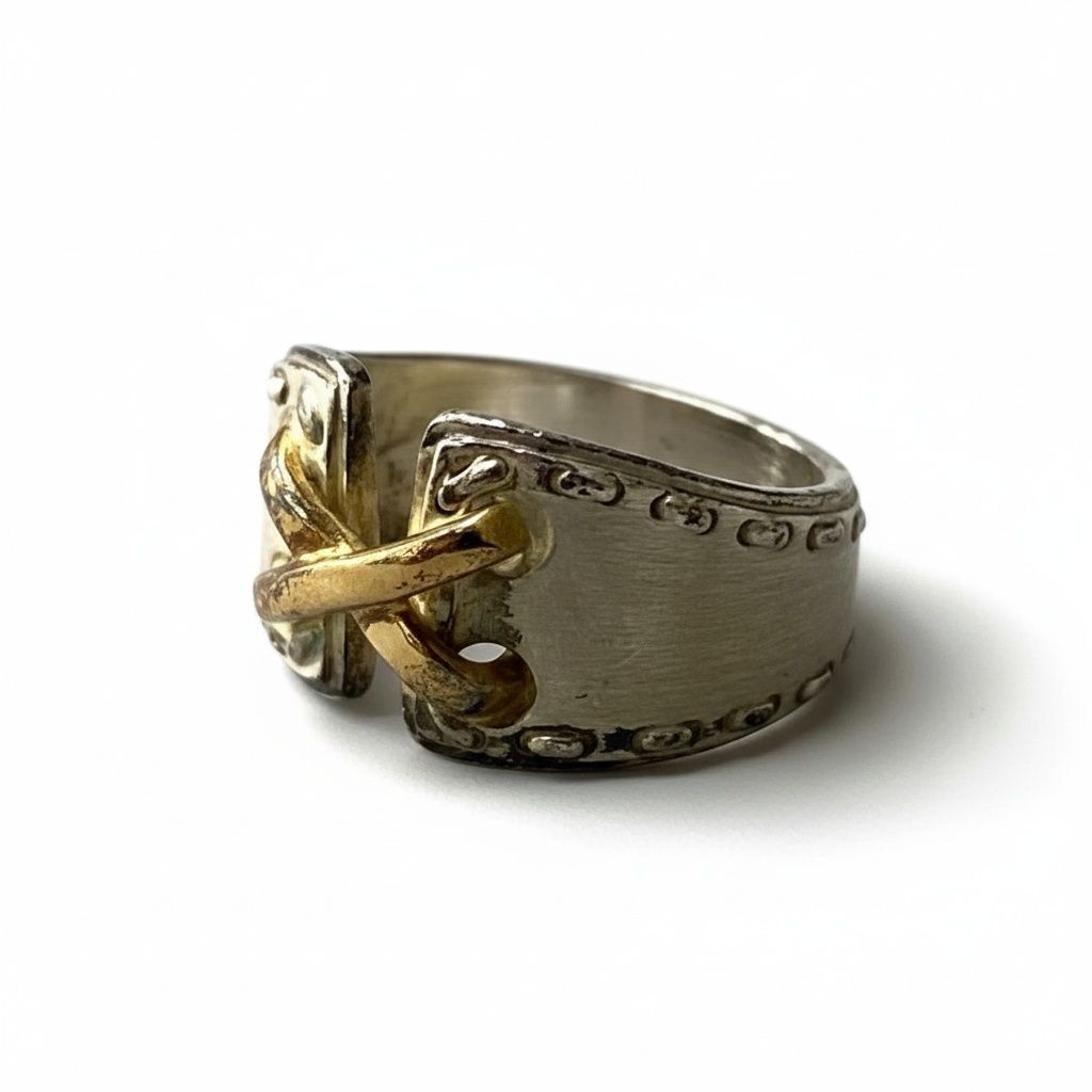 b2 Vintage HERMES エルメス K18コンビ メキシコリング アクセサリー