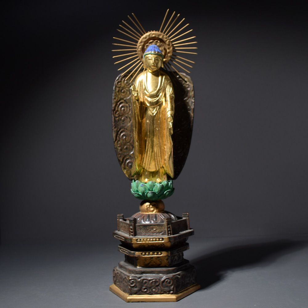 時代厨子入り木製仏像 彫刻仏教美術 仏教美術 春日厨子 EC846 時代物 小型 春日厨子 高13 6cm 重197g・小