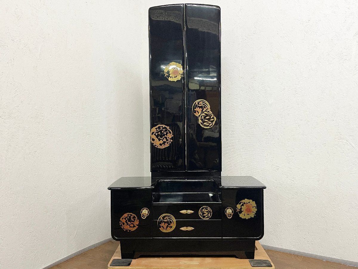○高級家具 輪島塗 漆塗り 金蒔絵 三面鏡 ドレッサー 化粧台 座鏡台