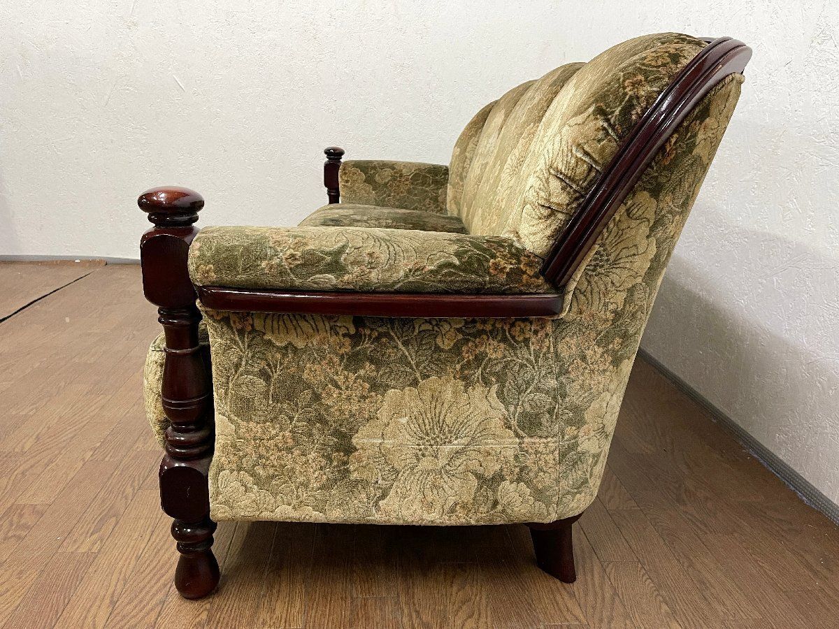 ○カリモク karimoku コロニアル 金華山 花柄3人掛けソファ 3P 三人