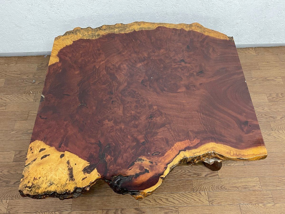 ○花梨 一枚板 座卓 厚み4cm 86×89cm ローテーブル ちゃぶ台 センター