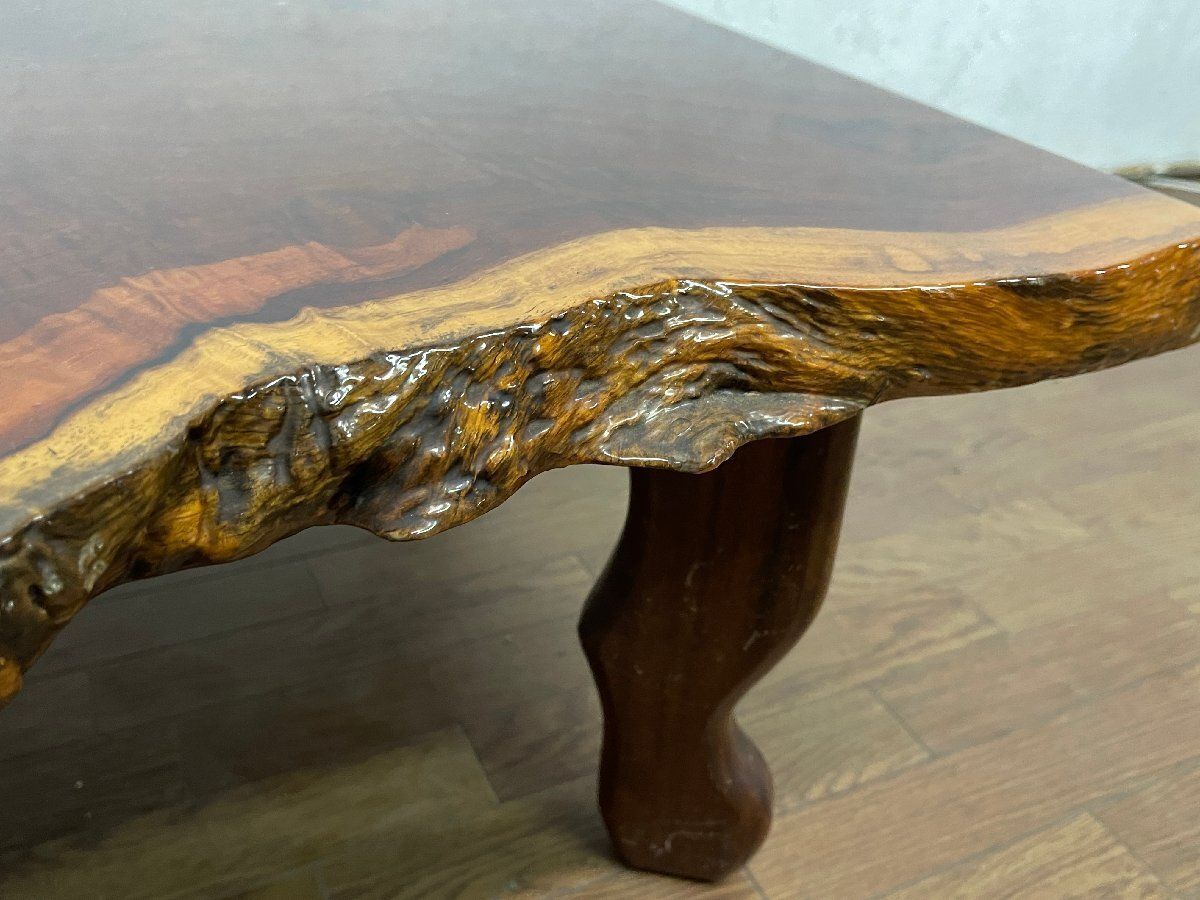 ○花梨 一枚板 座卓 厚み4cm 86×89cm ローテーブル ちゃぶ台 センター