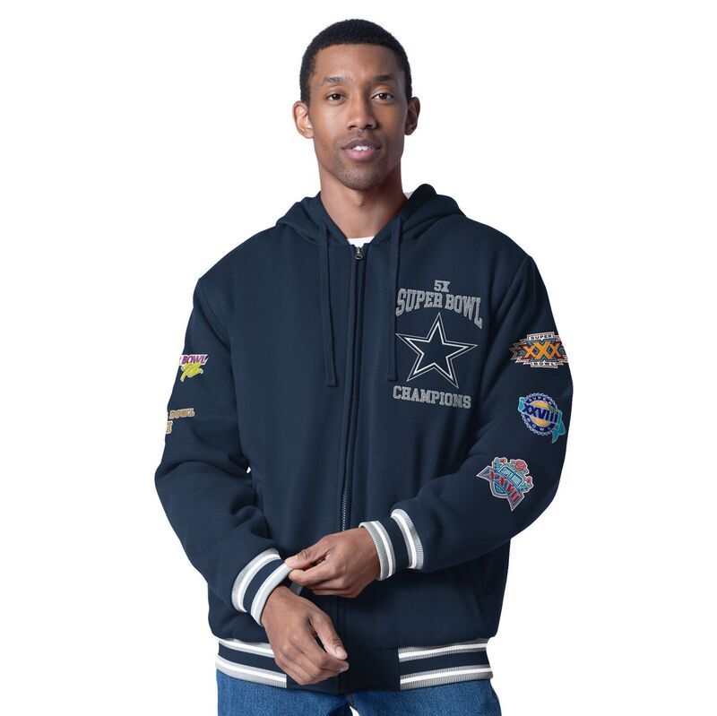カール バンクス メンズ アウター ジャケット・ブルゾン フーデッドジャケット Mens GIII Sports by Carl Banks Navy Dallas Cowboys Power Forward Commemorative FullZip Hoo
