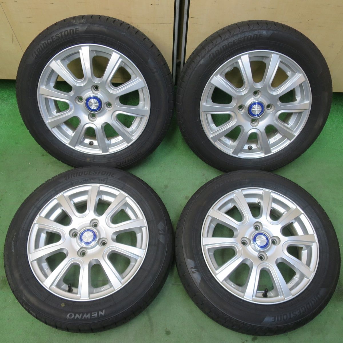 バリ溝！24年！ほぼ10分155/65R14 ブリヂストン NEWNO JENEIGE 社外 アルミ ニューノ 14インチ PCD100/4H6020409イノ