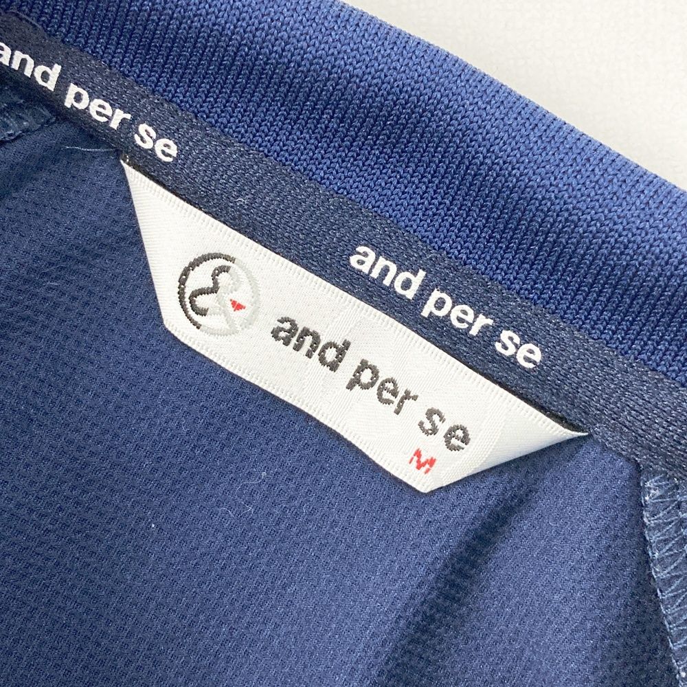 サイズ：M AND PER SE アンパスィ 半袖ポロシャツ ネイビー系