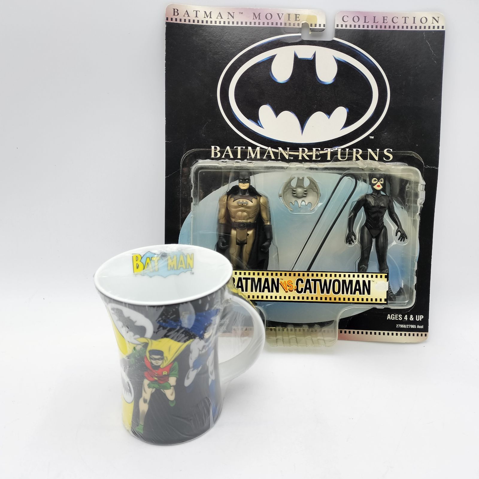 バットマン vs キャットウーマン フィギュア u0026 マグカップ セット　ケナー社 Kenner 1997年 当時物 DCコミックス レトロ ビンテージ 映画 Batman Returns アメコミ