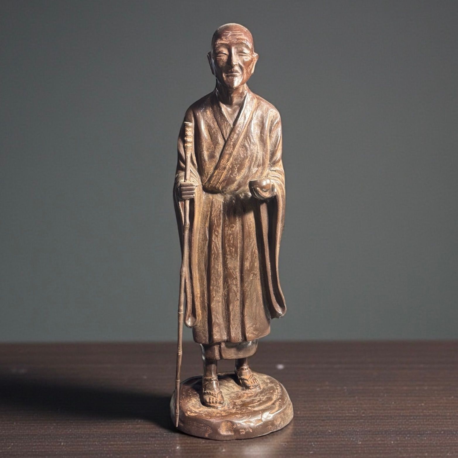 桝澤清 作 良寛禅師像 在銘 共箱 栞付き 銅 置物 古美術品 骨董品 良寛禅師像｜元町 三条市立図書館｜良寛さま ゆかり