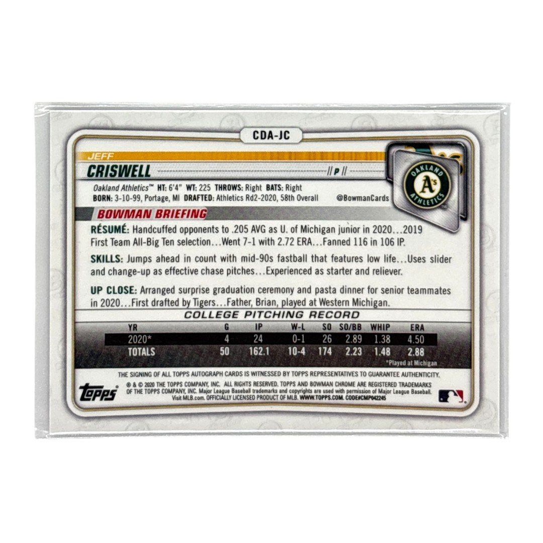 TOPPS MLBカード BOWMAN CHROME 1ST JEFF CRISWELL OAKLAND ATHLETICS
