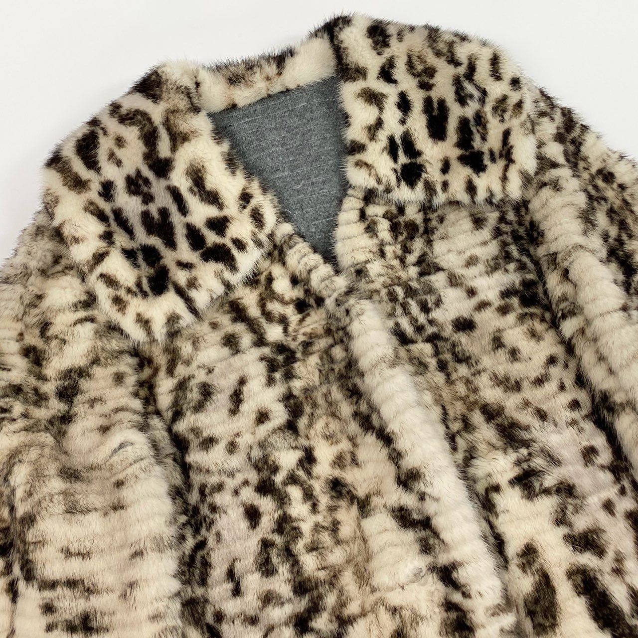 Ib9 FENDI フェンディ レオパード柄染めミンク カシミヤ100 