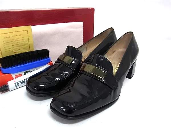 Salvatore Ferragamo フェラガモ パテントレザー ヒール ローファー
