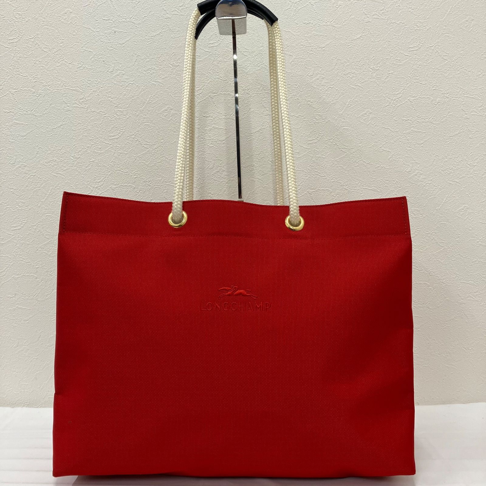 9679 LONGCHAMP ロンシャン トートバッグ キャンバス レッド系 赤 馬 