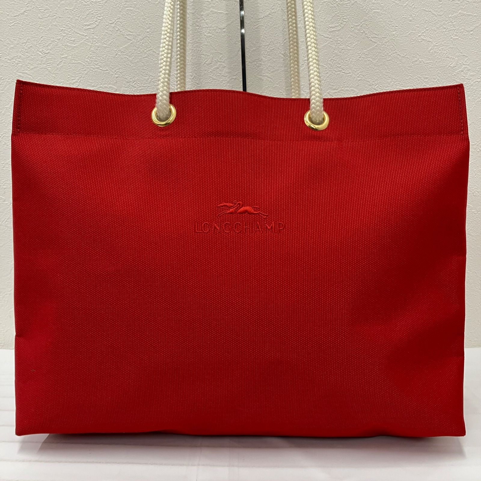 9679 LONGCHAMP ロンシャン トートバッグ キャンバス レッド系 赤 馬 