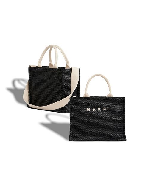 定価114，400円(税込)】MARNI -マルニ- ロゴとラフィア素材のバランス 