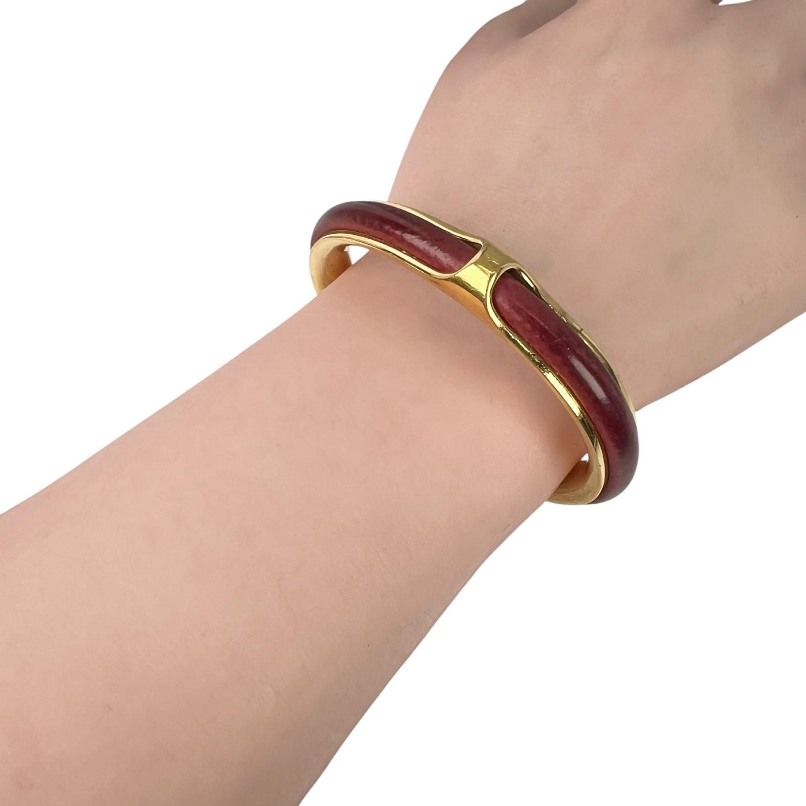 HERMES エルメス バングル/メッキ ゴールド/レッド【中古】 レディース 