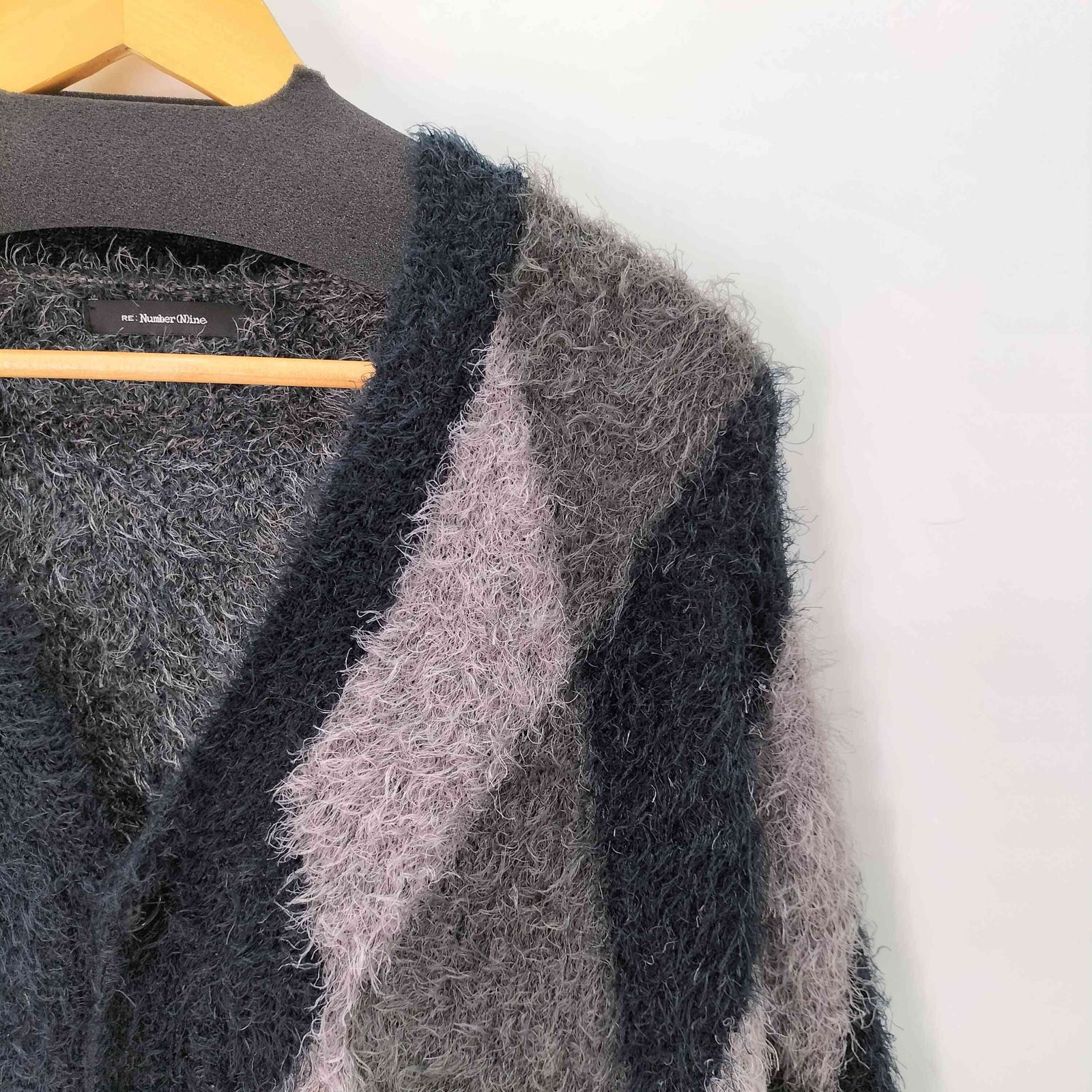N NUMBER 【RE: Number (N)ine】FEATHERY YARN ARGYLE JACQYARD KNIT 