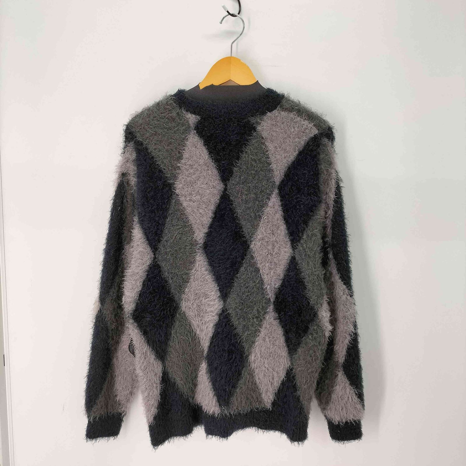 N NUMBER 【RE: Number (N)ine】FEATHERY YARN ARGYLE JACQYARD KNIT 