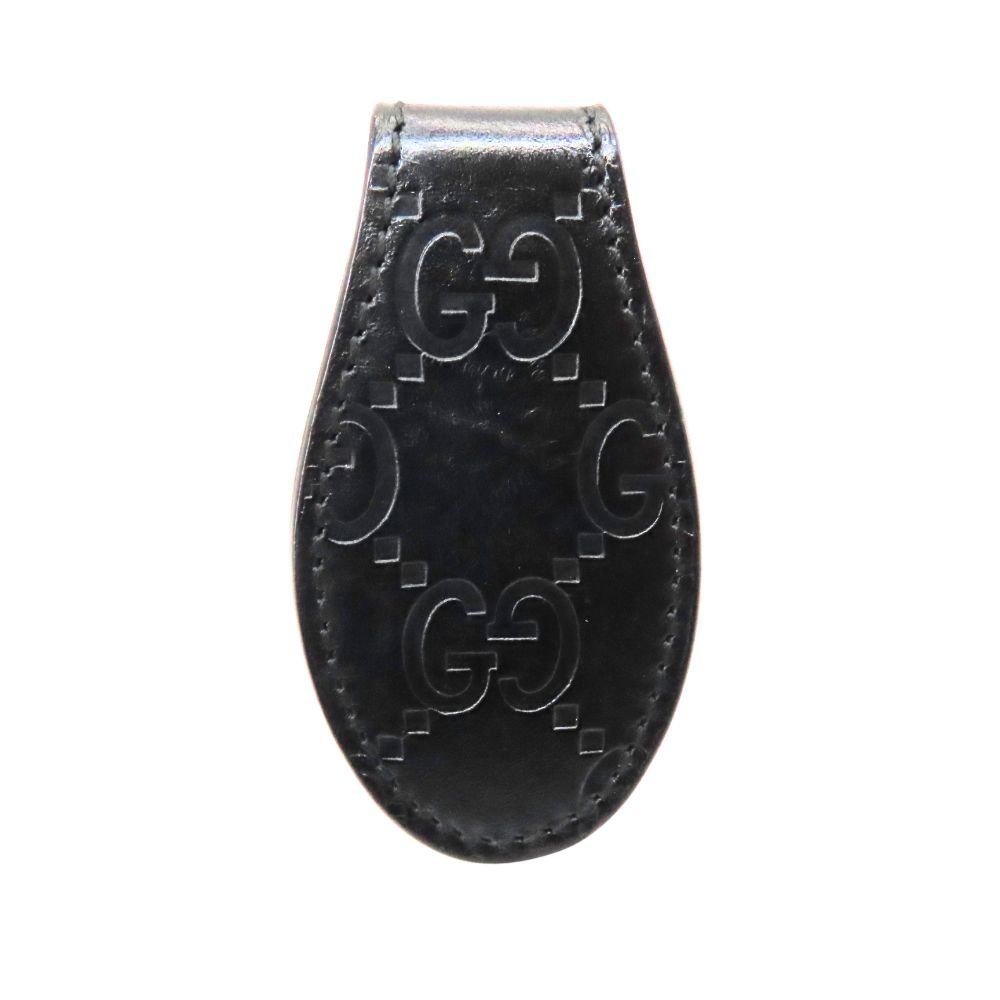 中古】GUCCI グッチ マネークリップ GG 199928 ブラック グッチシマ 黒