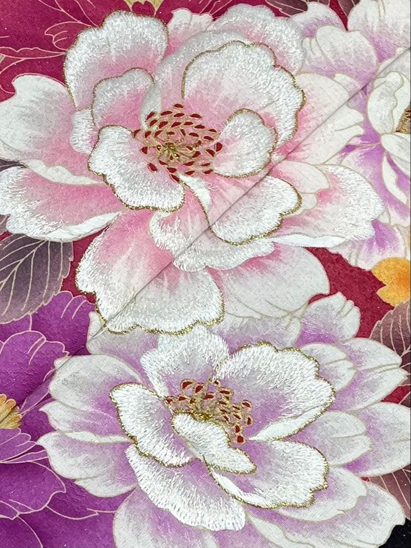振袖 銀通し ラメ刺繍 金彩 紋意匠 身丈172cm 撥水加工済 MO3426 