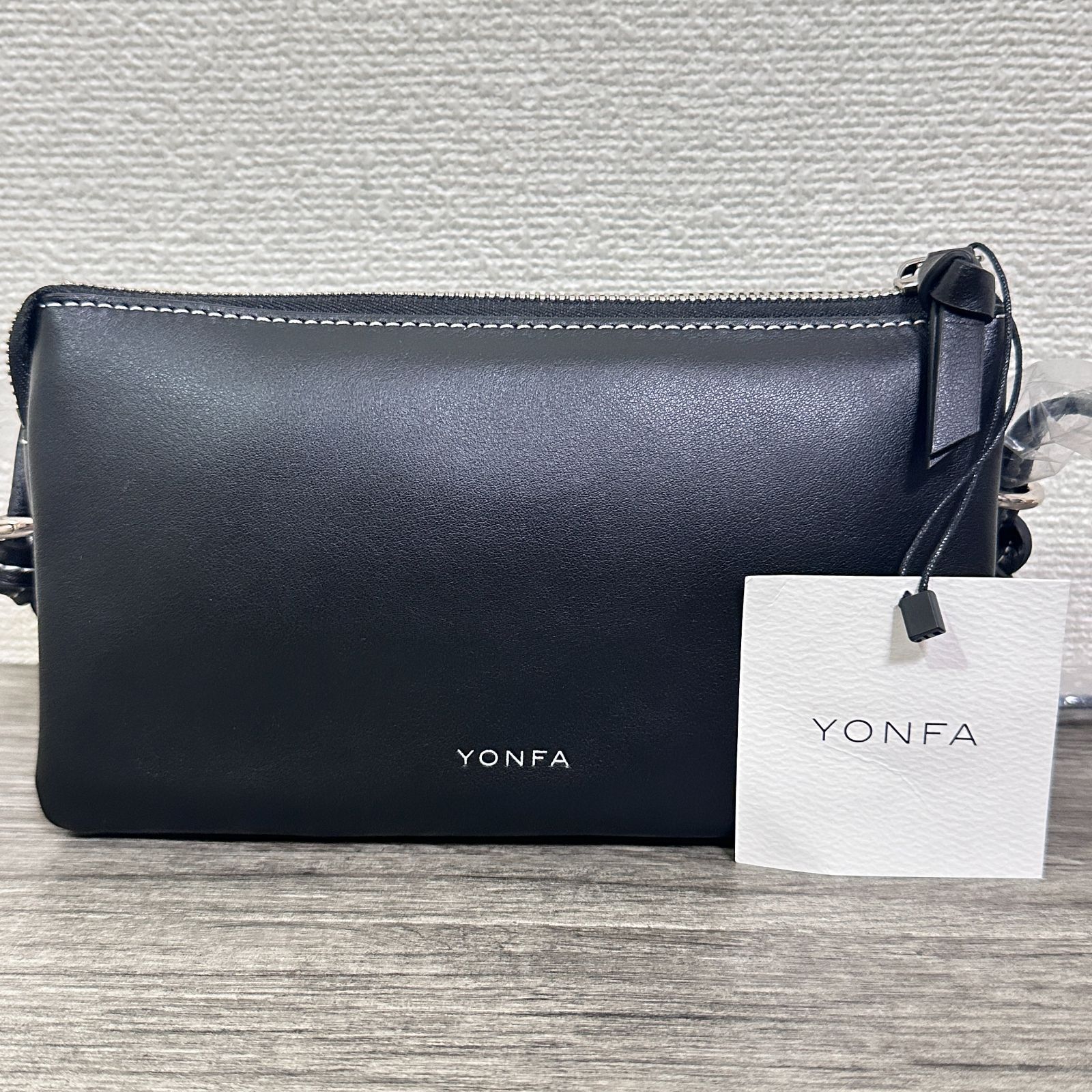 タグ付 YONFA ヨンファ osaifuバッグ 牛革 多収納 お財布ショルダー 