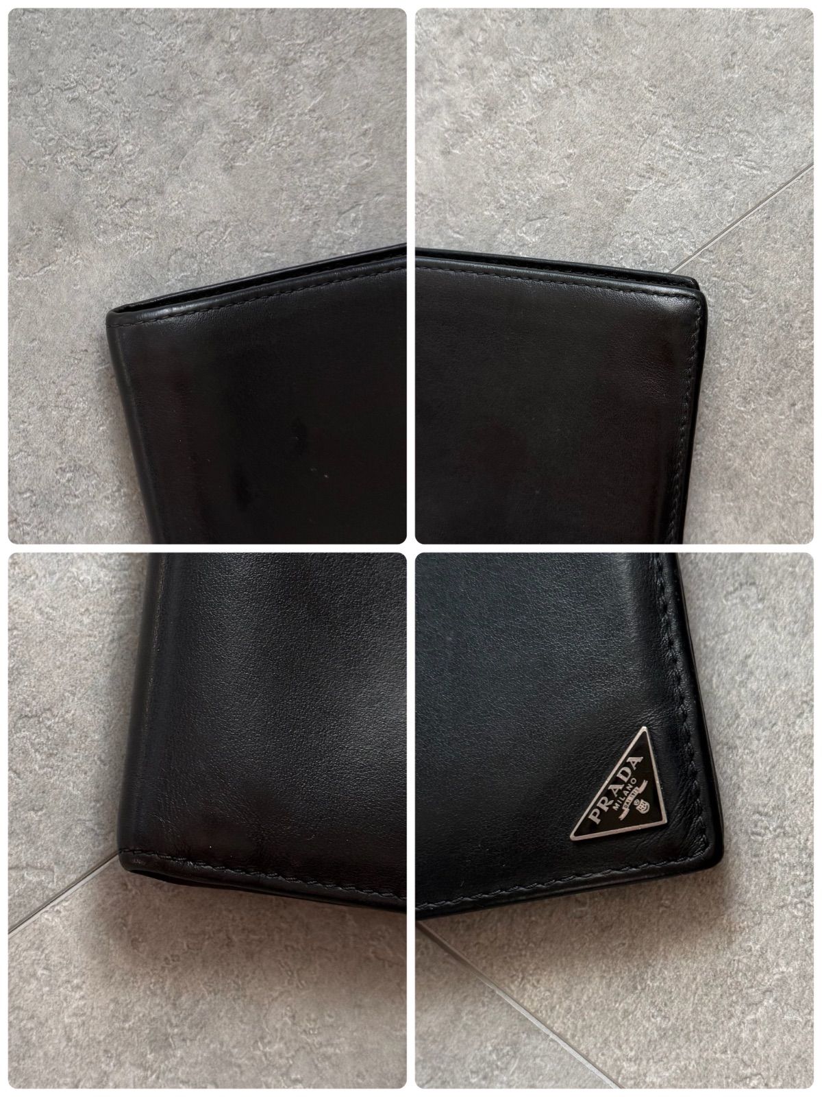 プラダ PRADA カードケース 折り財布 二つ折り財布 ブラック レザー 
