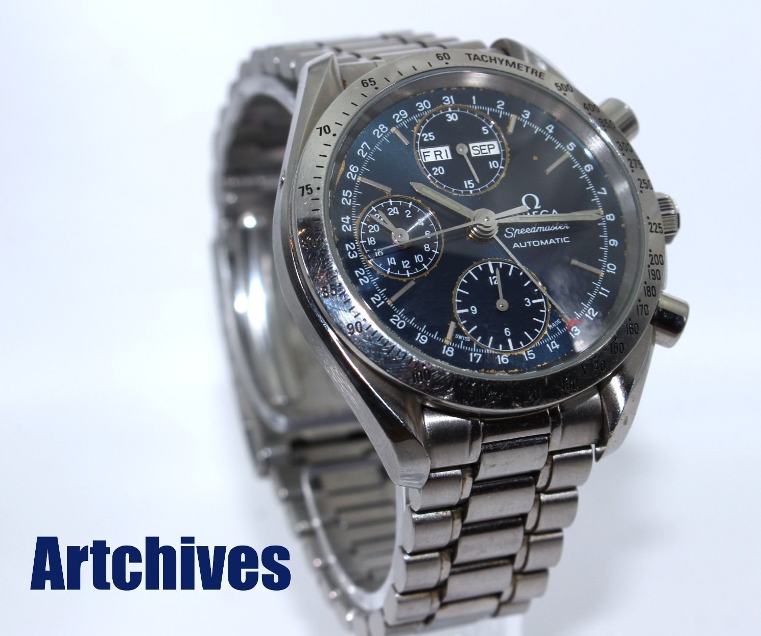 VRW-1592 時計 OMEGA オメガ 3523.80 スピードマスター デイデイト BL文字盤 メンズ 自動巻き 稼働品