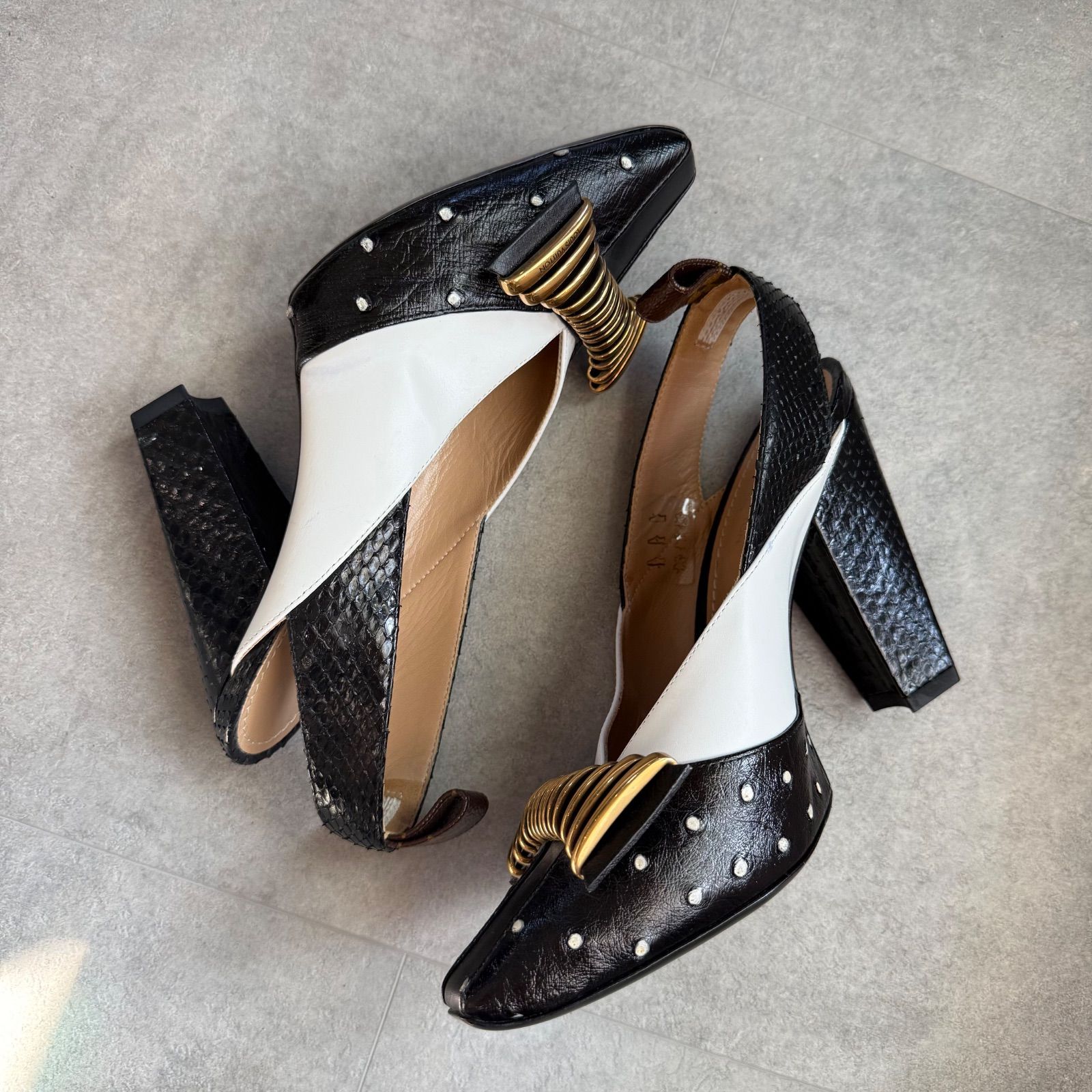 LOUIS VUITTON ルイヴィトン ロゴ リボン ドット スリングバック 