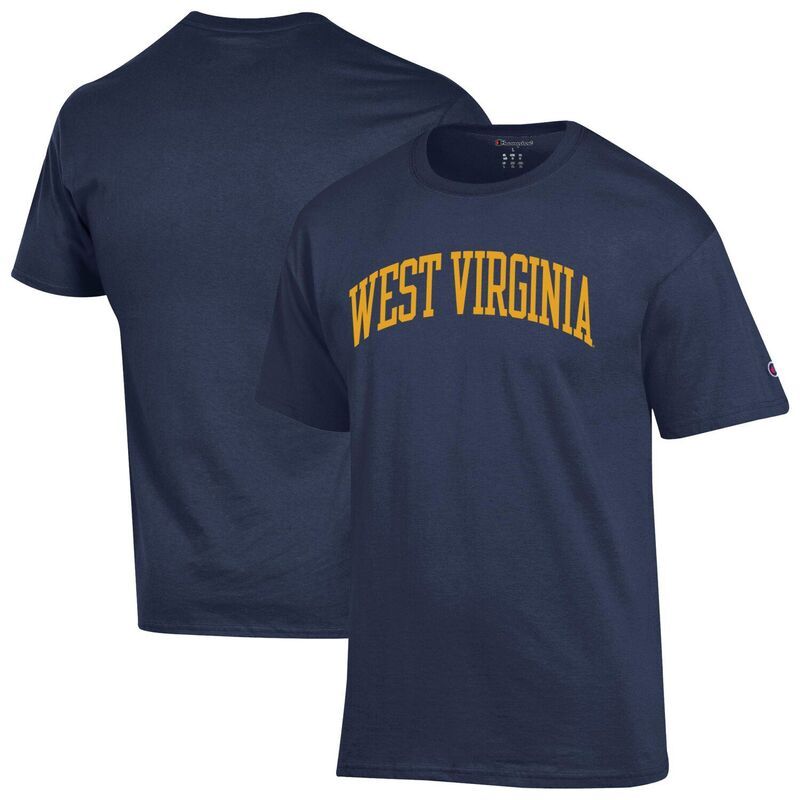 チャンピオン メンズ トップス Tシャツ Mens Championavy West Virginia Mountaineers Basic Arch TShirt Wvu Navy ネイビー