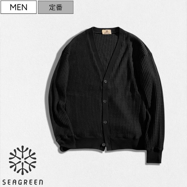 【定価26，400円(税込)】Seagreen  -シーグリーン-  大人の甘さを上品に醸し出す人気シリーズ！リラクシーな着心地で潮感溢れるフレグラント（香り）付き ビックワッフル カーディガン  鬼ワッ