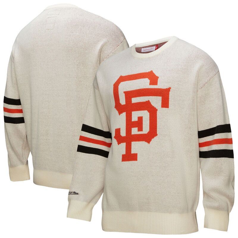 ミッチェルネス メンズ アウター ニット・セーター Mens Mitchell Ness Cream San Francisco Giants Retro Pullover Sweater Gnt Beige ベージュ