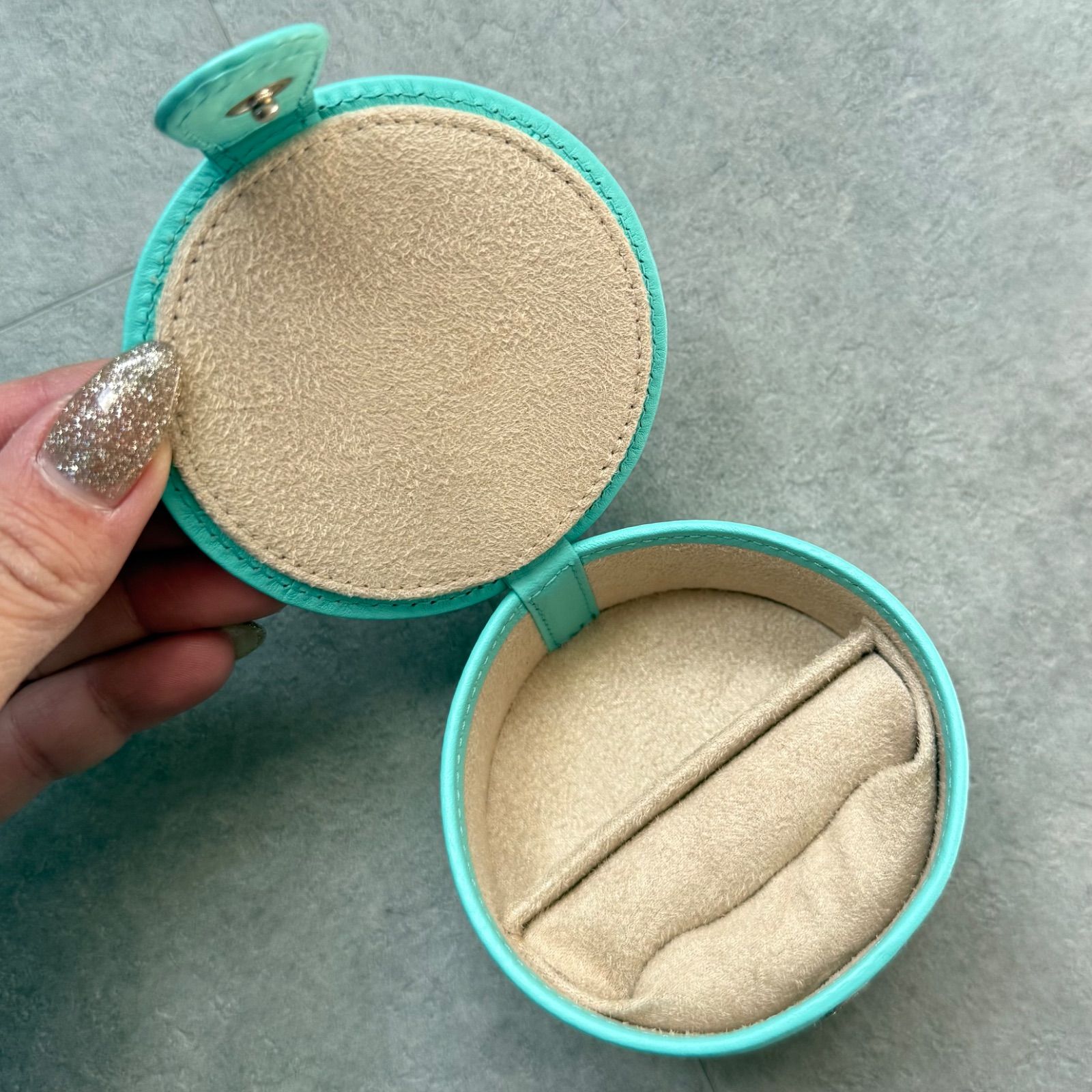 未使用 Tiffany & Co. ティファニー コンパクト ブルー レザー