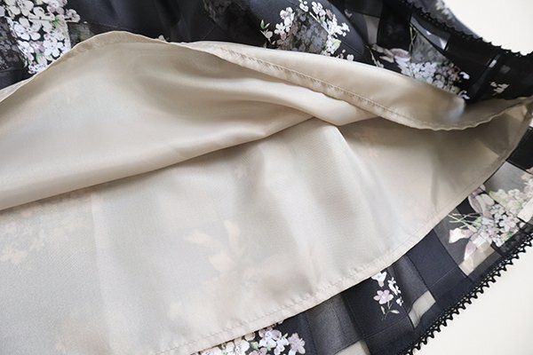 美品* M'S GRACY ◇ ブーケ 花柄 チェック オーガンジー フレア