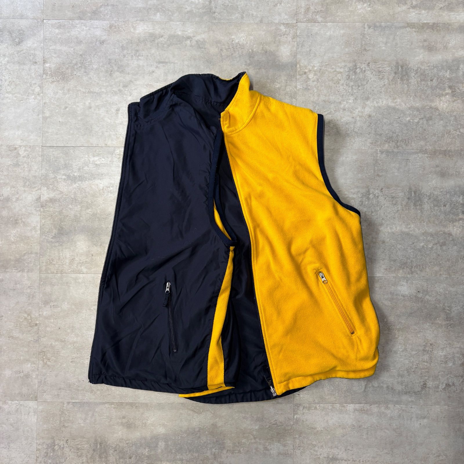 OLD GAP リバーシブルベスト フリース×ポリエステル XL イエロー 