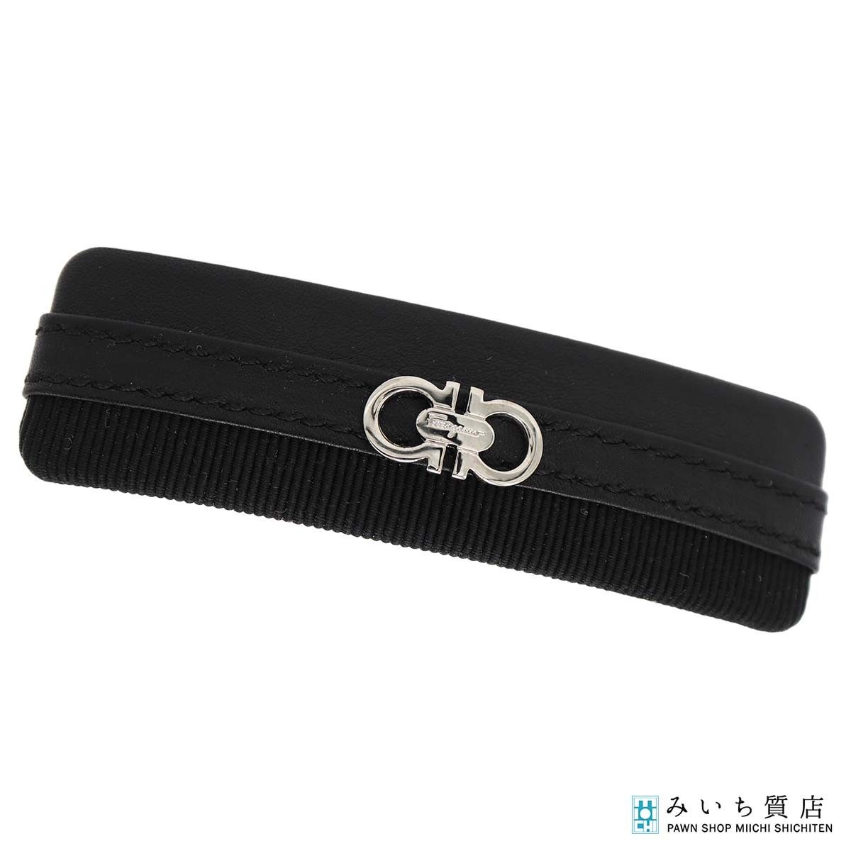 Salvatore Ferragamo フェラガモ バレッタ ヘアアクセ 髪留め ブラック アクセサリー 箱 ok1451