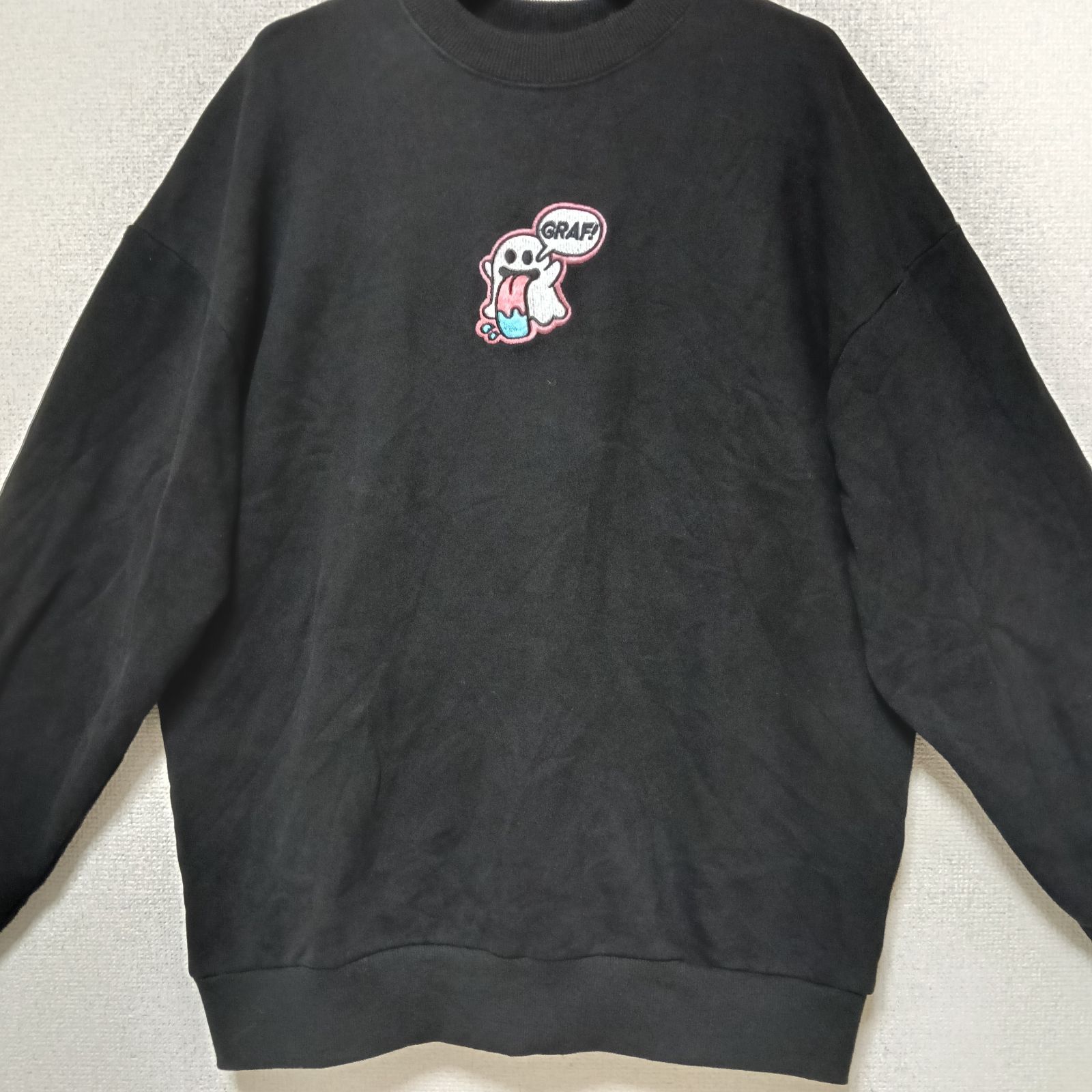 GRAF&WUグラフアンドユートレーナースウェットおばけ刺繍ブラック 