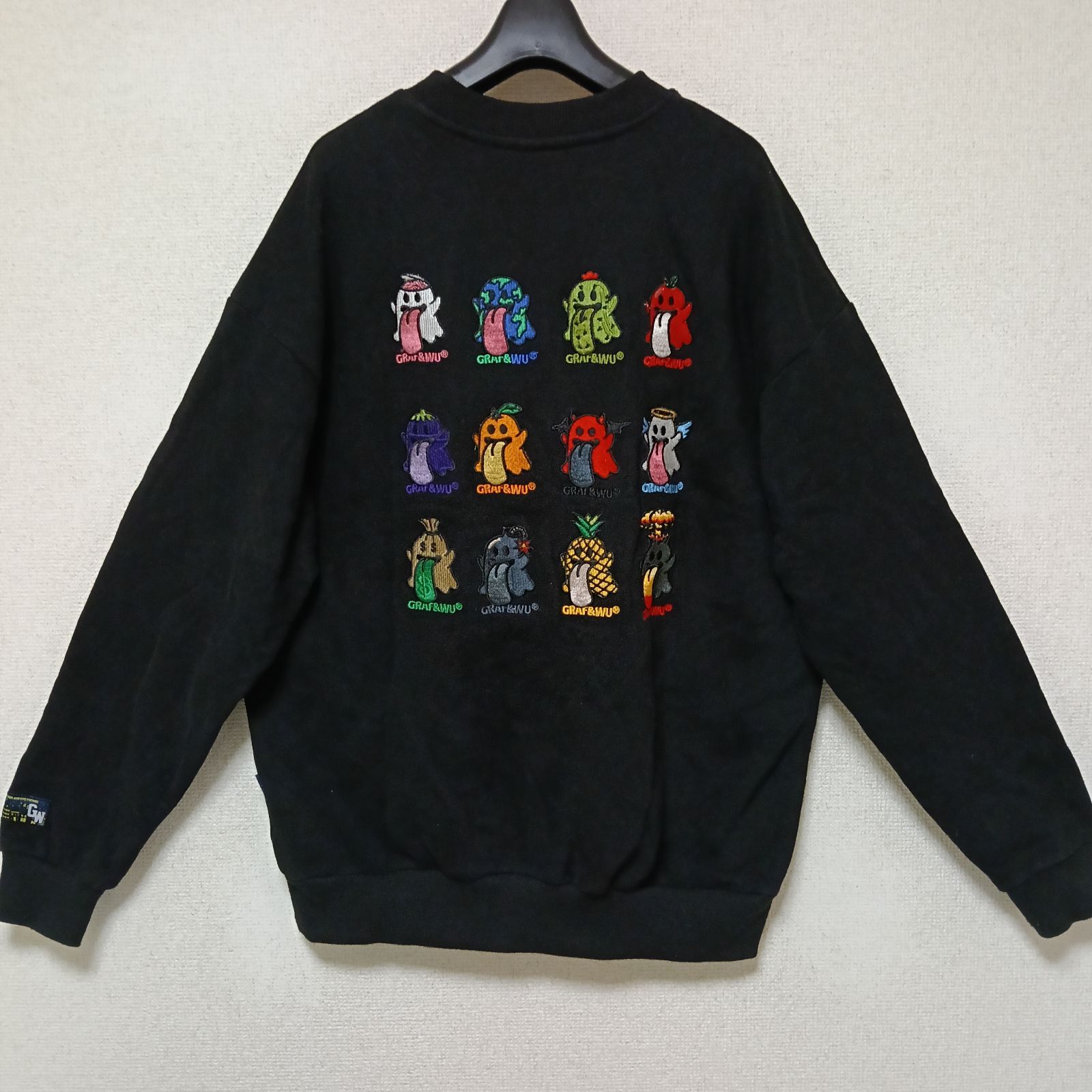 GRAF&WUグラフアンドユートレーナースウェットおばけ刺繍ブラック 