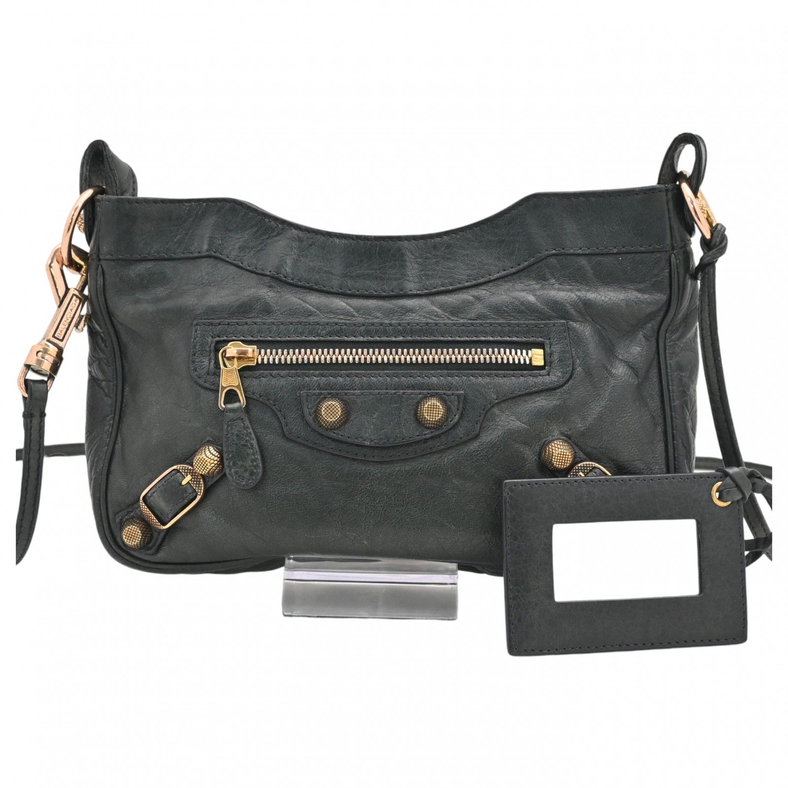 BALENCIAGA ジャイアントヒップ ショルダーバッグ グレー ゴールド金具 