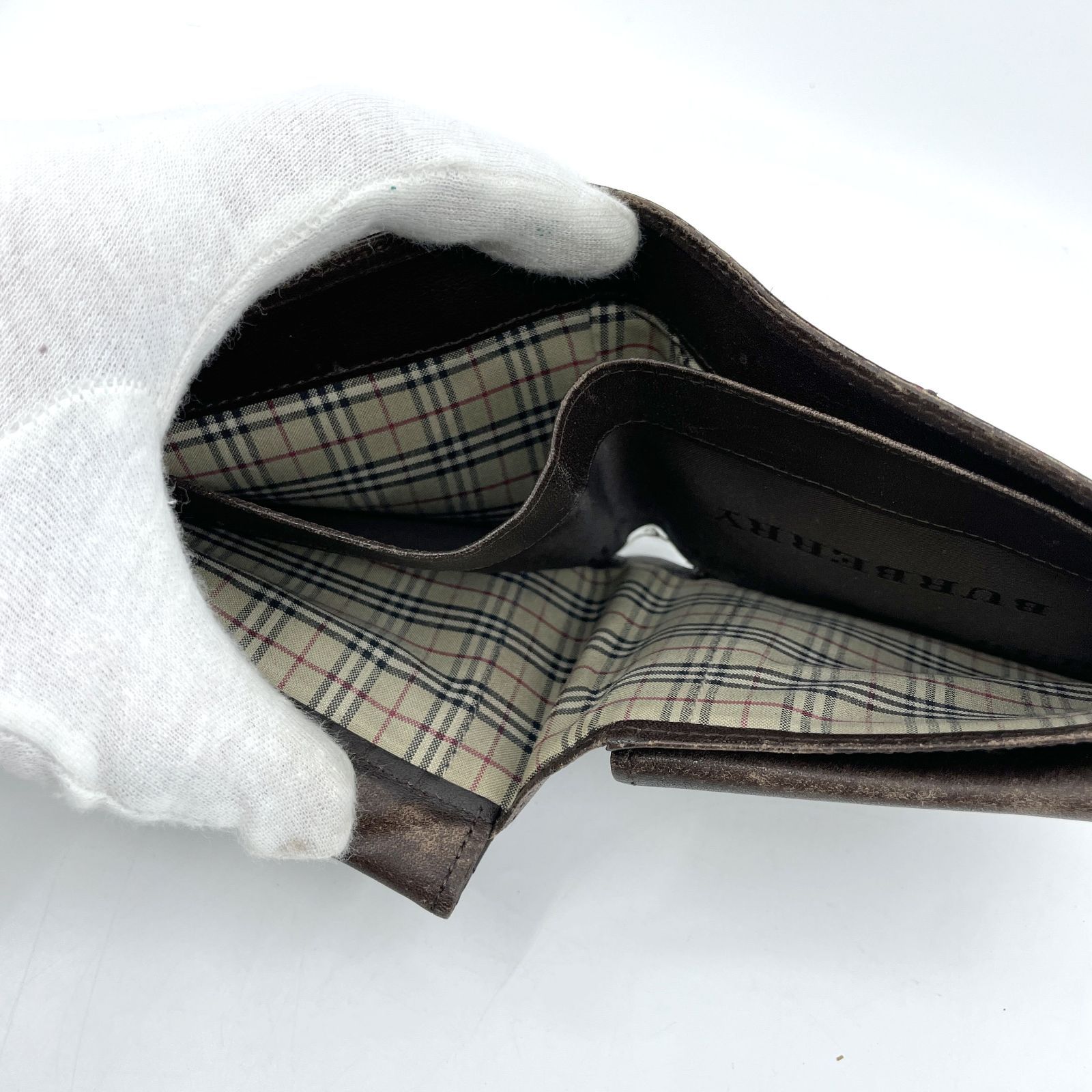 Burberry バーバリー レザー 二つ折り財布 コンパクトウォレット 小銭