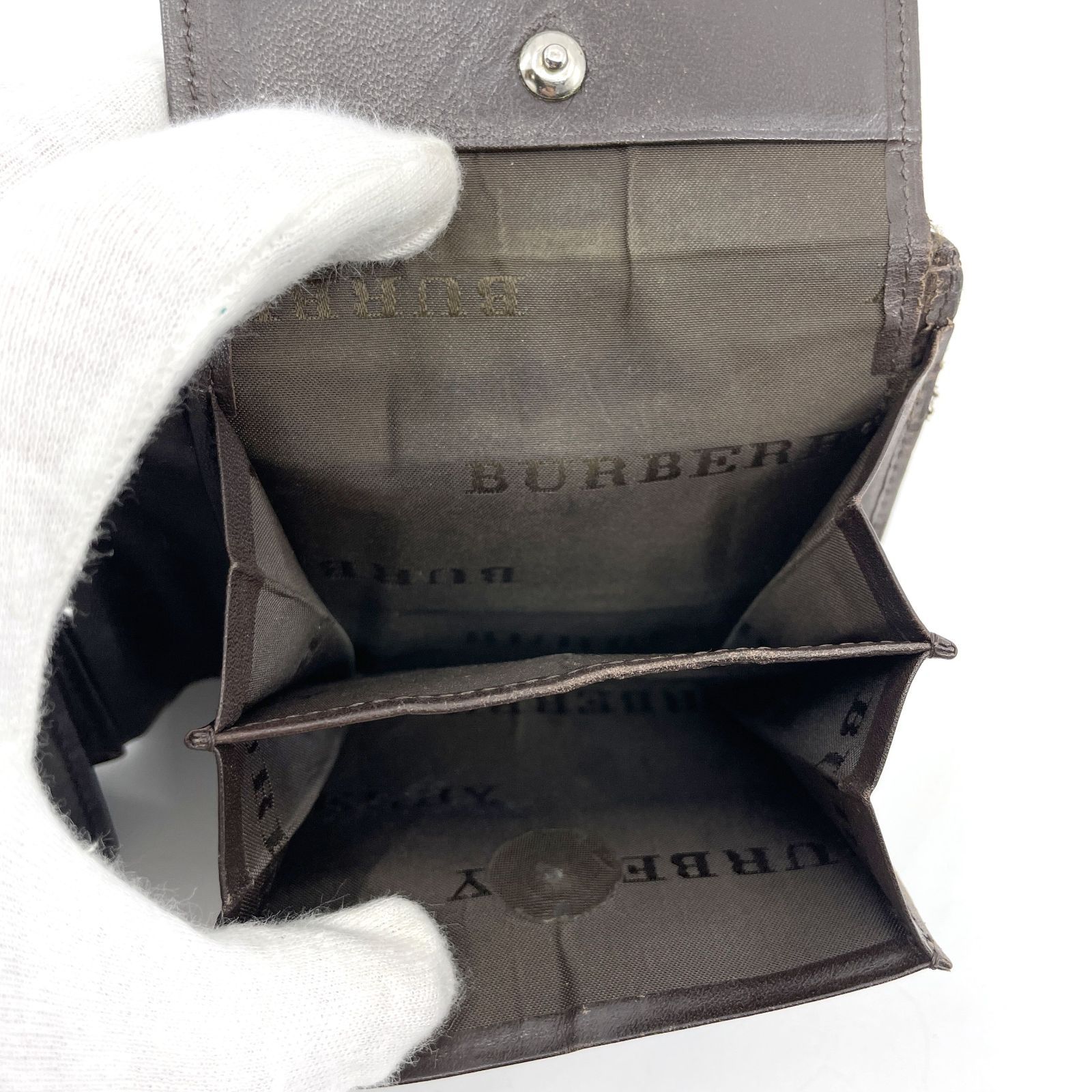Burberry バーバリー レザー 二つ折り財布 コンパクトウォレット 小銭