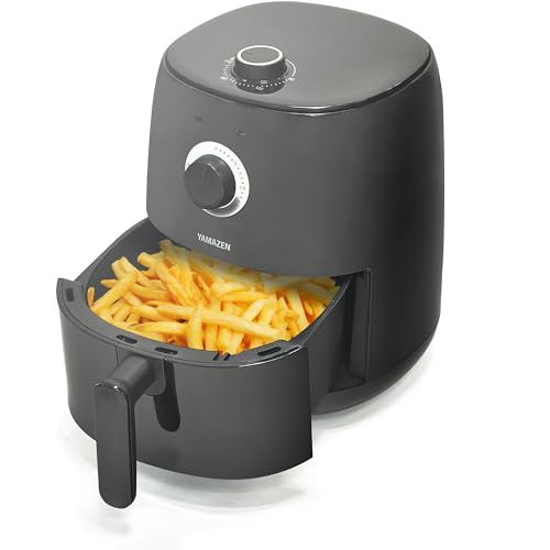 山善 ノンフライヤー 2.2L 電気フライヤー 食洗器対応 1~3人用 油なし エアーフライヤー 油で揚げないヘルシー調理 卓上 レシピブック付き ブラック YAF-C120 B m e2c98567