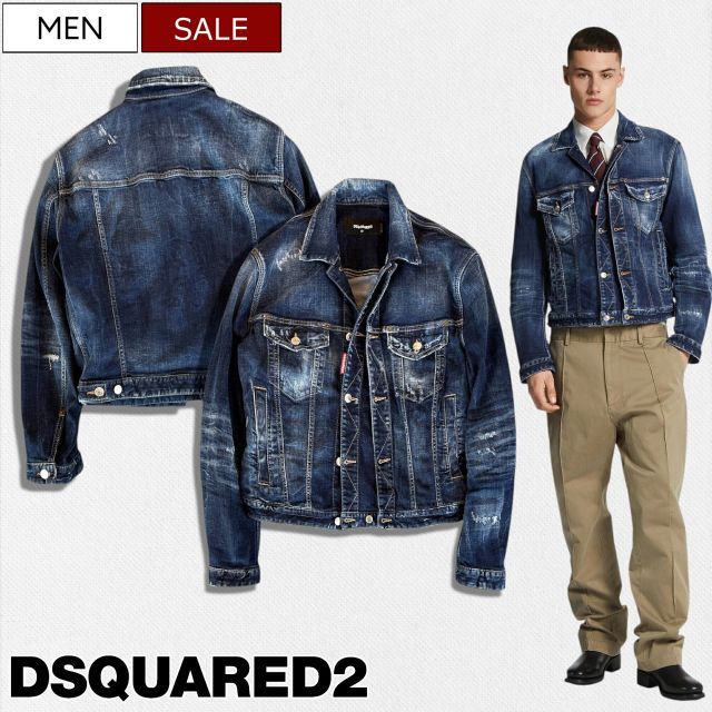 DSQUARED2 ダメージ加工デニムジャケット 46 極美品 DSQUARED2 ダメージ加工デニムジャケット 46 極美品 DSQUARED2（ディー
