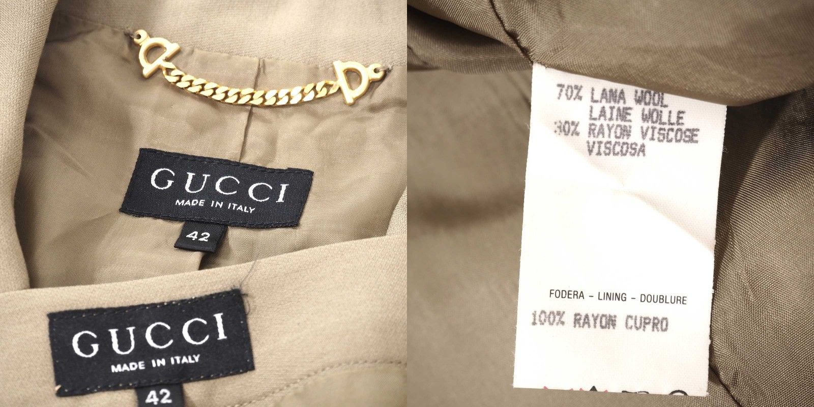 【美品】GUCCI ヴィンテージ シルク ジャケット サイズ42 ベージュ 美品】GUCCI ヴィンテージ シルク ジャケット サイズ42 ベージュ