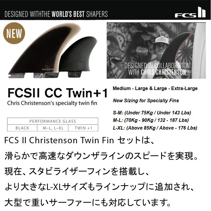 20%OFF】FCS2 エフシーエス2フィン CHRISTENSON TWIN + 1 SET