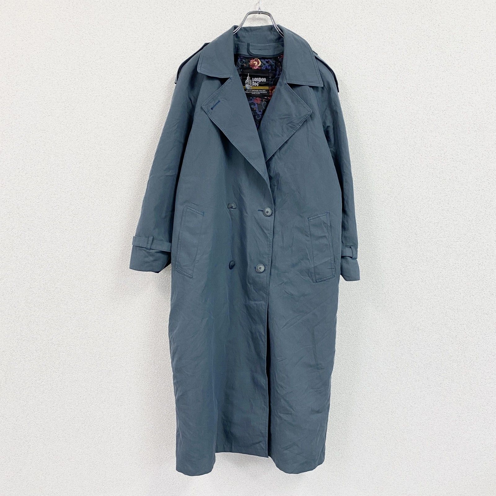 古着 used LONDON FOG ロンドンフォグ ダブルトレンチコート 青