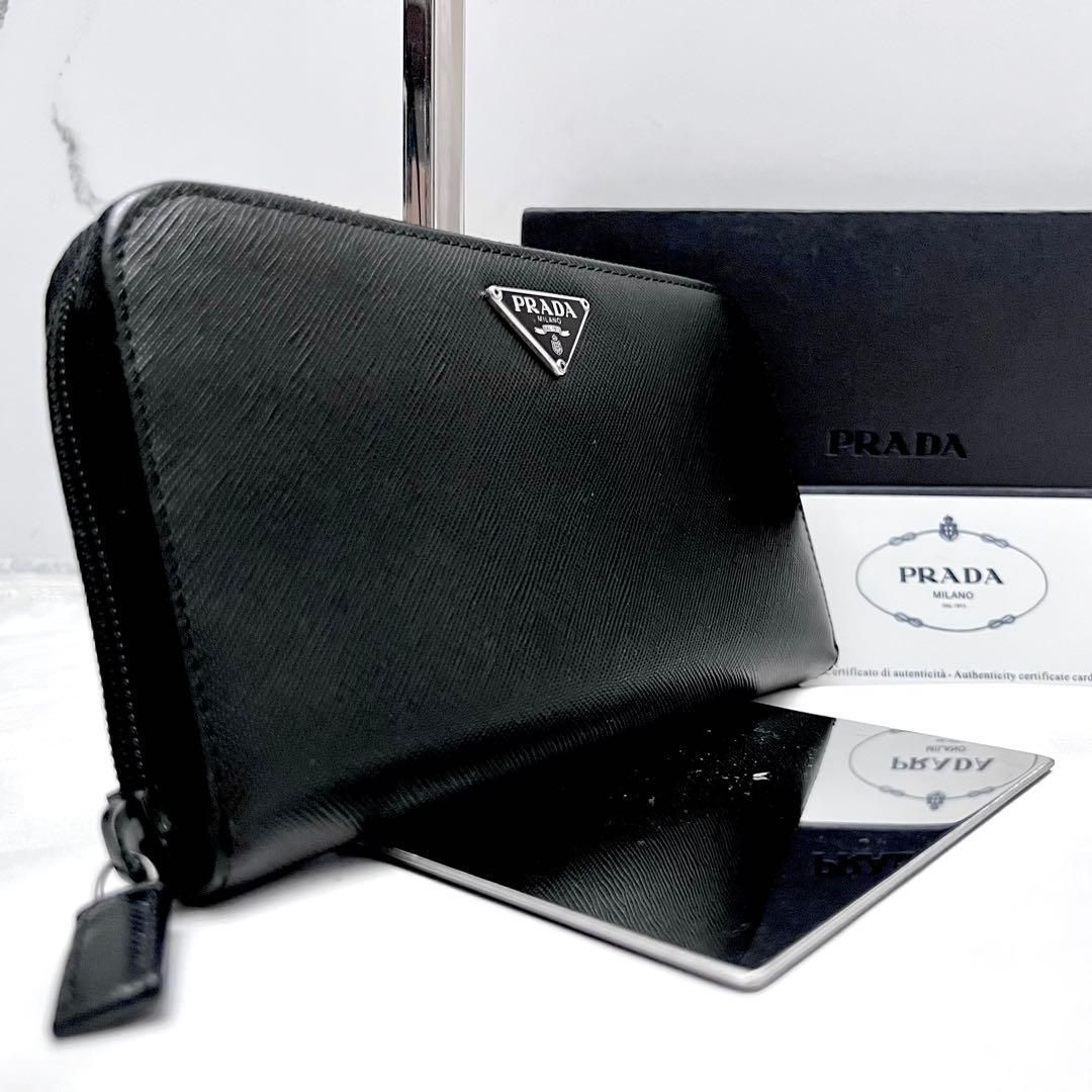 ◇箱・Gカード付き極美品◇プラダ 長財布 ブラック 三角プレート ◇箱・Gカード付き極美品◇プラダ 長財布 ブラック 三角プレート
